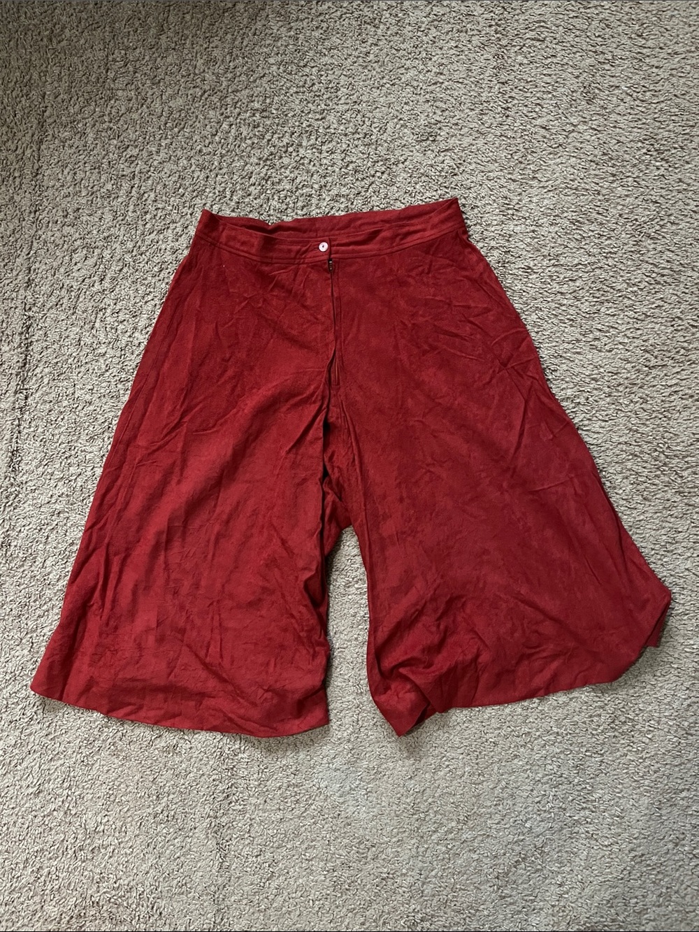 High-Waist Cropped Wide-Leg Pants in Brick Red
